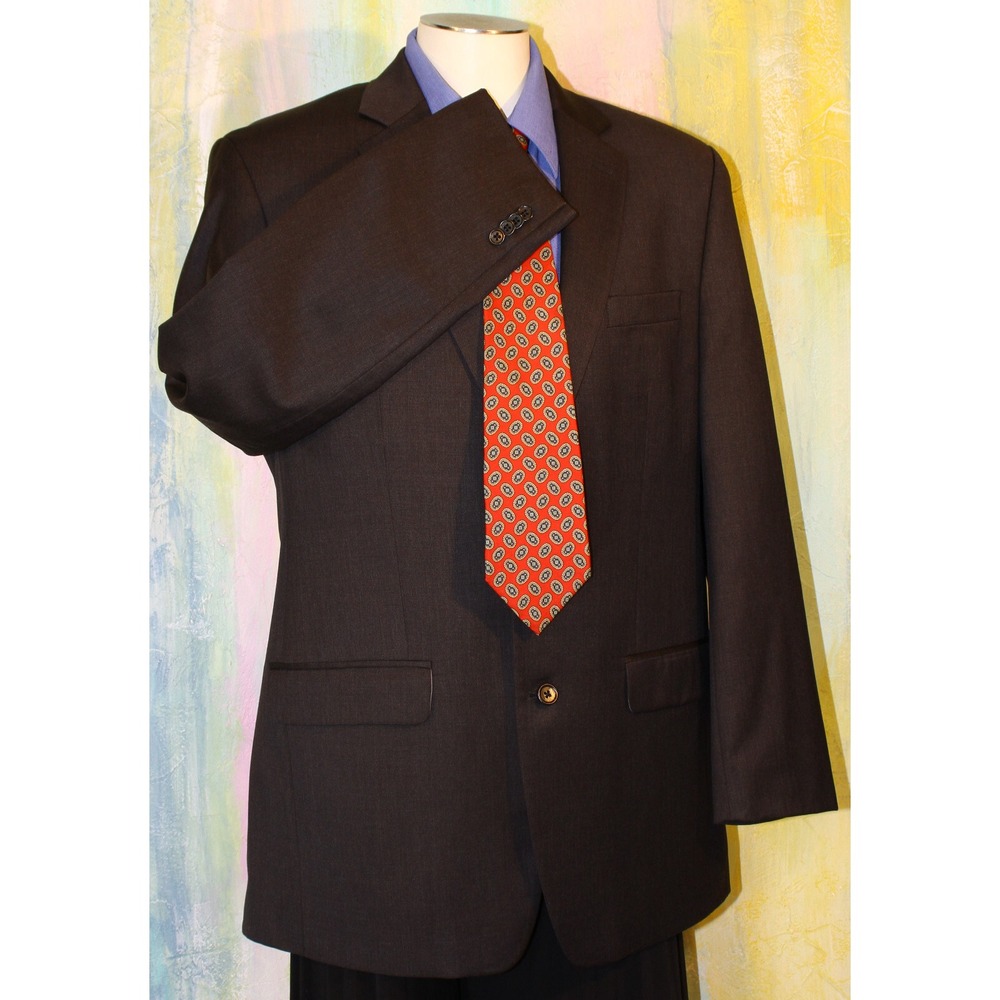 Michael Kors $300 42 BLACK Slim Wool Men BLAZER & Red SILK TIE Suit Jacket 42L